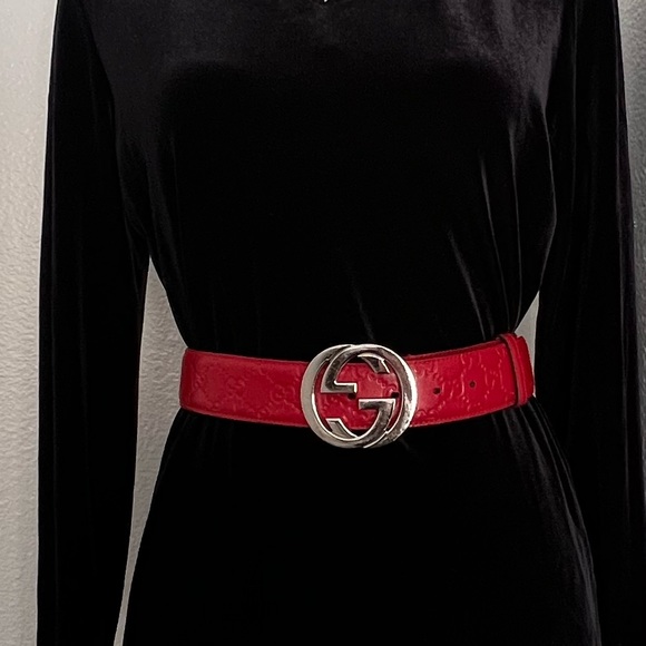 GUCCI Interlocking G Logo Red Authentic Men’s Belt - Picture 4 of 12